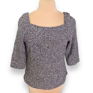 Ann Taylor Marled Knit Sweater Maroon Neutral Pullover Knit Square Neck Medium